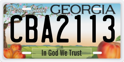 GA license plate CBA2113