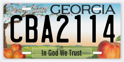 GA license plate CBA2114