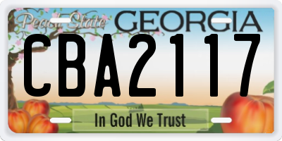 GA license plate CBA2117