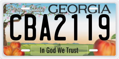 GA license plate CBA2119