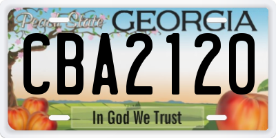 GA license plate CBA2120