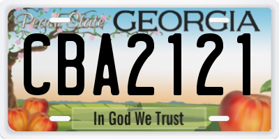 GA license plate CBA2121