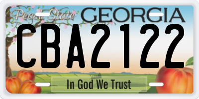 GA license plate CBA2122