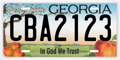 GA license plate CBA2123