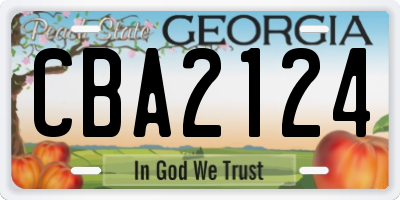 GA license plate CBA2124