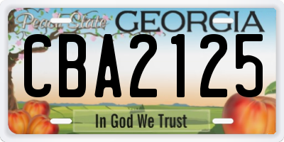 GA license plate CBA2125