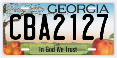 GA license plate CBA2127