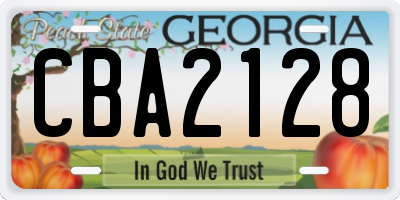 GA license plate CBA2128