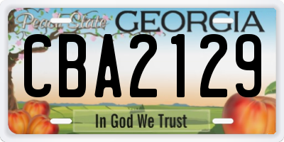 GA license plate CBA2129