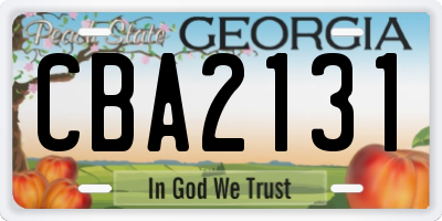 GA license plate CBA2131