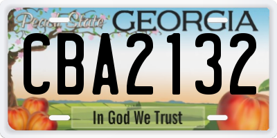 GA license plate CBA2132