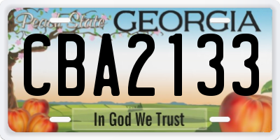 GA license plate CBA2133