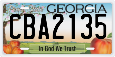 GA license plate CBA2135