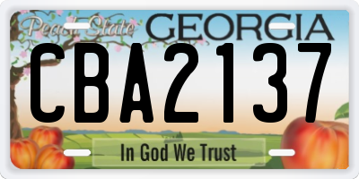 GA license plate CBA2137