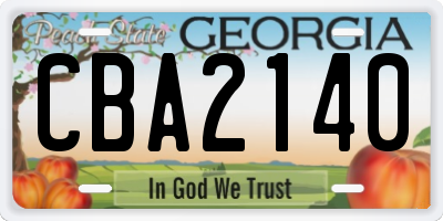 GA license plate CBA2140