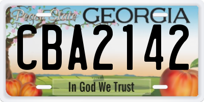 GA license plate CBA2142