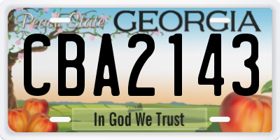 GA license plate CBA2143