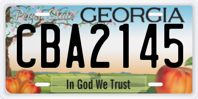 GA license plate CBA2145