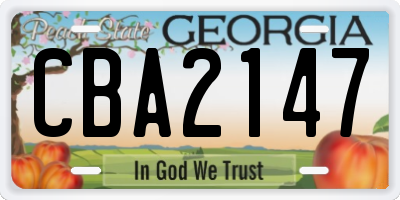 GA license plate CBA2147