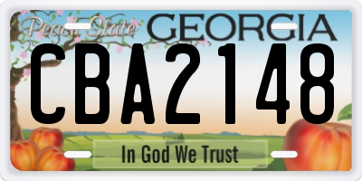 GA license plate CBA2148