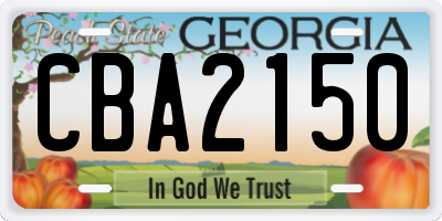 GA license plate CBA2150