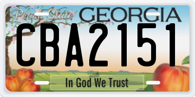 GA license plate CBA2151