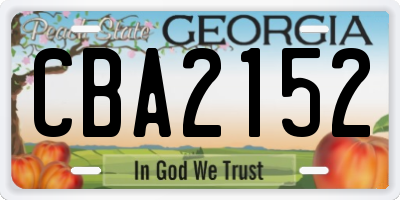 GA license plate CBA2152