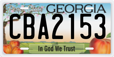 GA license plate CBA2153