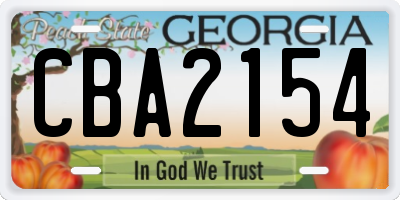 GA license plate CBA2154