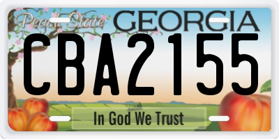 GA license plate CBA2155