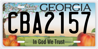 GA license plate CBA2157