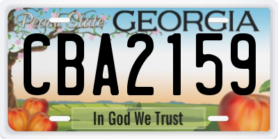 GA license plate CBA2159