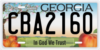 GA license plate CBA2160