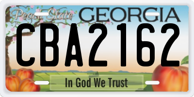 GA license plate CBA2162