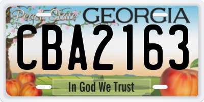 GA license plate CBA2163