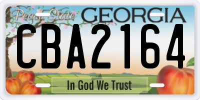 GA license plate CBA2164