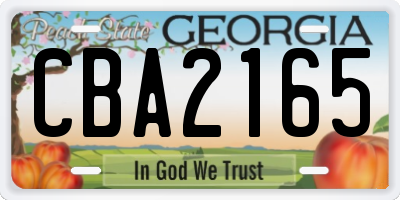 GA license plate CBA2165