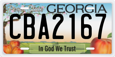 GA license plate CBA2167