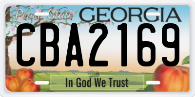 GA license plate CBA2169