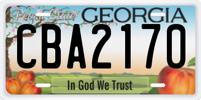 GA license plate CBA2170