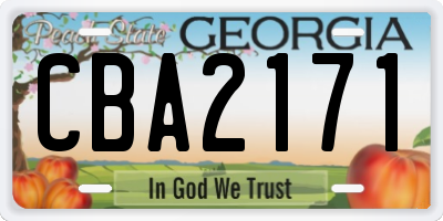 GA license plate CBA2171