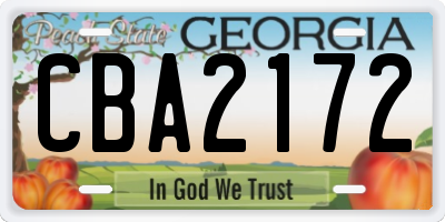 GA license plate CBA2172