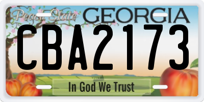 GA license plate CBA2173