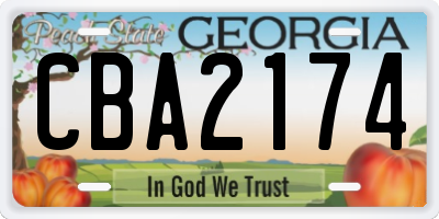 GA license plate CBA2174