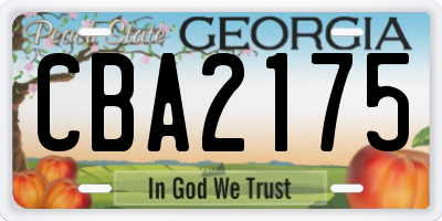 GA license plate CBA2175