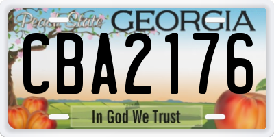 GA license plate CBA2176