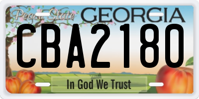 GA license plate CBA2180