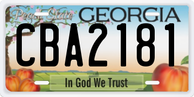 GA license plate CBA2181