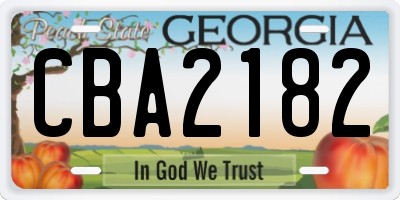 GA license plate CBA2182