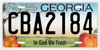 GA license plate CBA2184